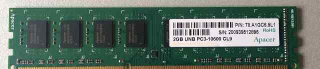 Apacer 2 GB UNB PC3-10600 CL9 DDR3/1333 мгц