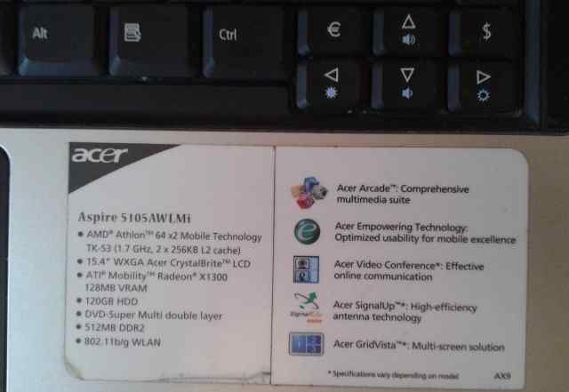 Ноутбук Acer aspire 5105 awlmi на запчасти